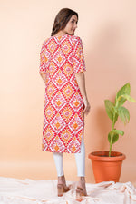 Load image into Gallery viewer, Kamini Orange Red Ikat Kurti
