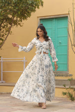 Load image into Gallery viewer, White and grey skirt and top set
