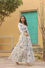 Load image into Gallery viewer, White and grey skirt and top set
