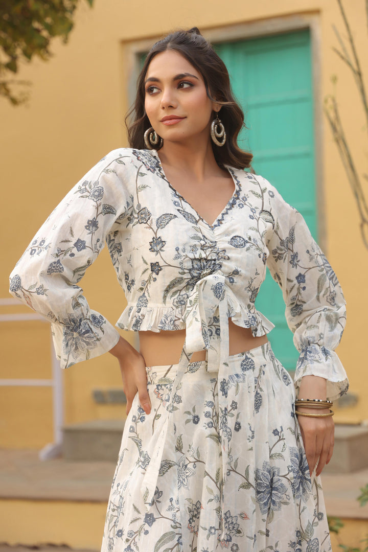 White and grey skirt and top set