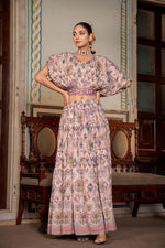 Load image into Gallery viewer, Pink muslin 2-piece skirt and top set
