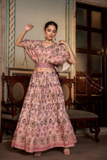 Load image into Gallery viewer, Pink muslin 2-piece skirt and top set
