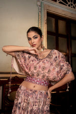 Load image into Gallery viewer, Pink muslin 2-piece skirt and top set
