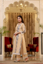 Load image into Gallery viewer, Yellow cotton shifley printed kurta set
