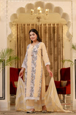Load image into Gallery viewer, Yellow cotton shifley printed kurta set
