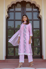 Load image into Gallery viewer, Pink cotton shifley printed kurta set
