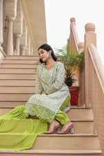Load image into Gallery viewer, Green cotton shifley kurta set
