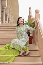 Load image into Gallery viewer, Green cotton shifley kurta set
