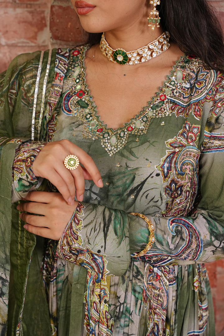 Green emerald elegance kurta set