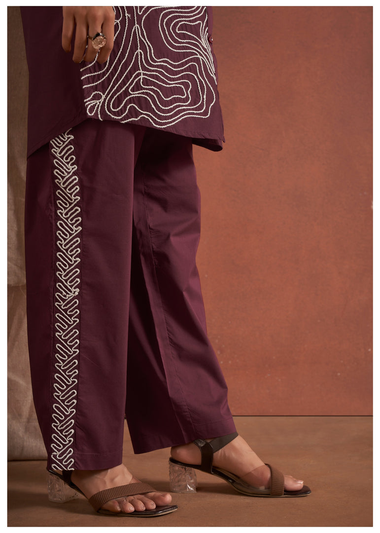Wine cotton poplin co-ord set