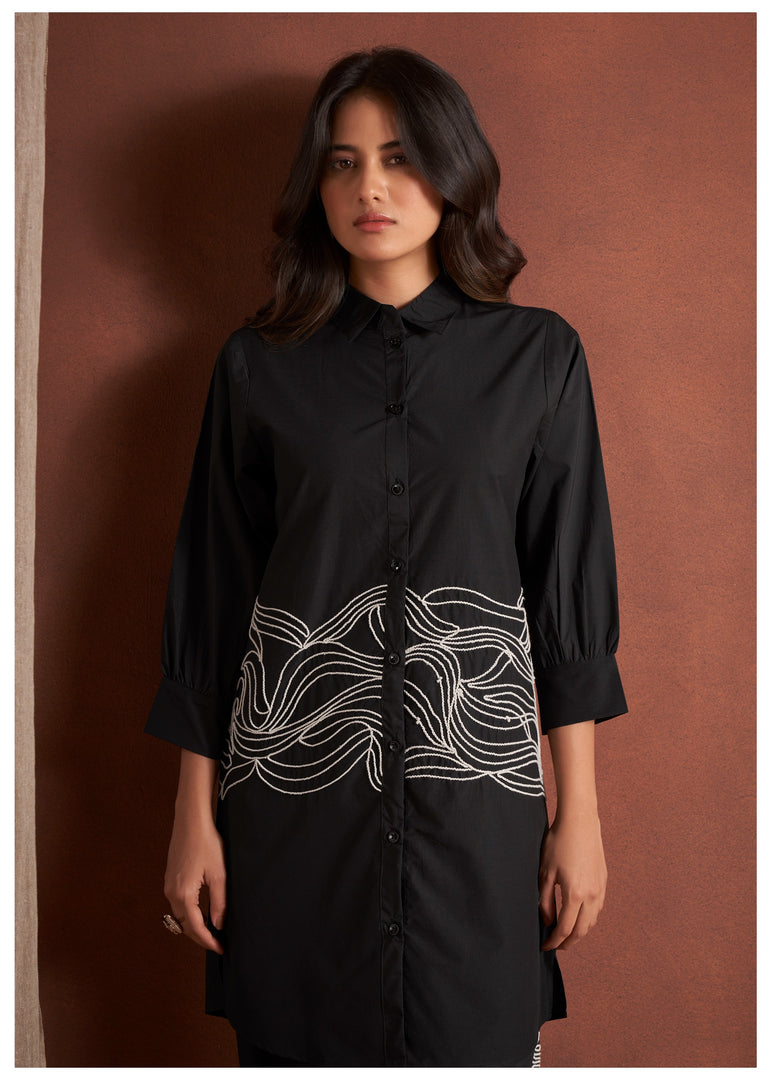 Black cotton poplin co-ord set