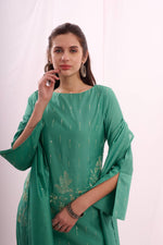 Load image into Gallery viewer, Roman silk aqua green coord set
