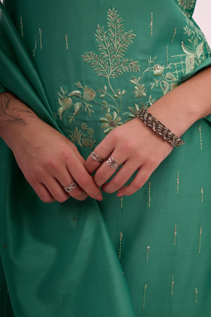 Roman silk aqua green coord set