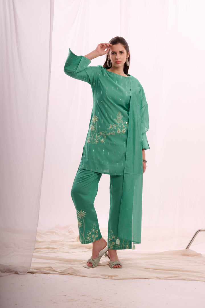 Roman silk aqua green coord set