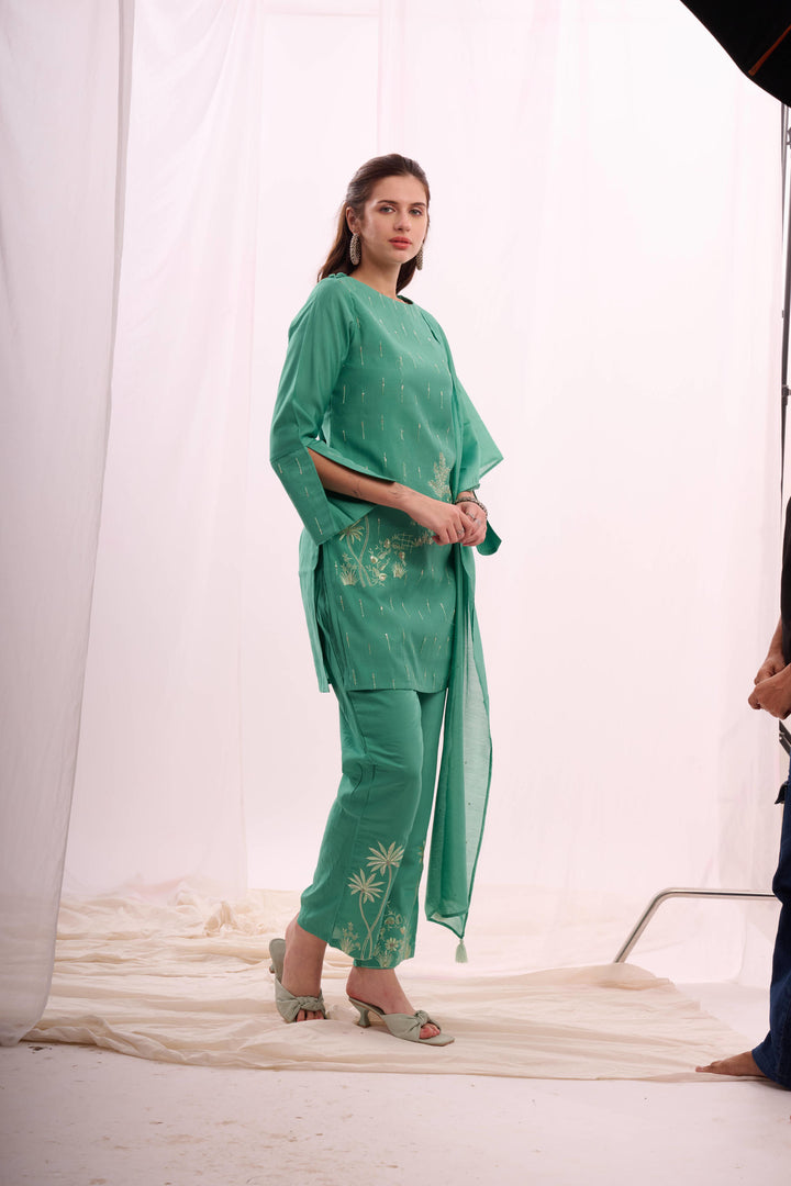 Roman silk aqua green coord set