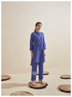 Load image into Gallery viewer, Royal blue palm tree embroidery co-ord set
