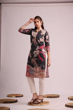 Load image into Gallery viewer, Grey cotton shifley kurta
