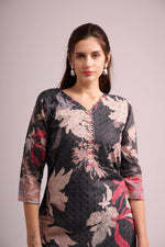 Load image into Gallery viewer, Grey cotton shifley kurta
