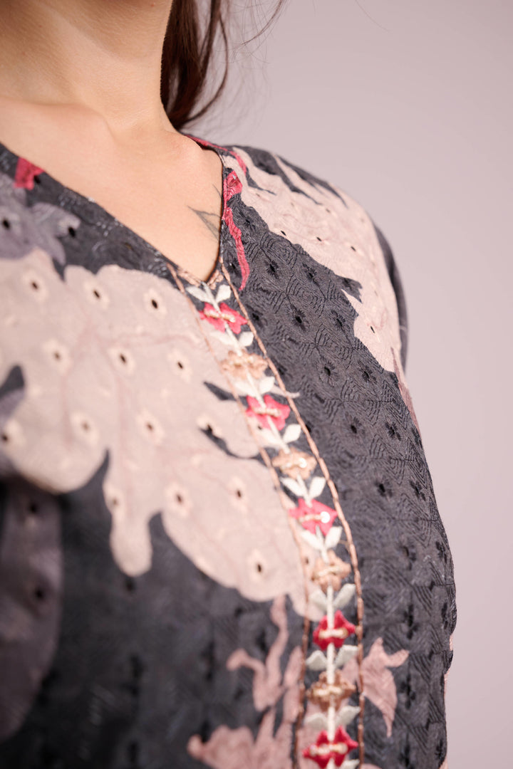 Grey cotton shifley kurta