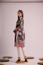 Load image into Gallery viewer, Grey cotton shifley kurta
