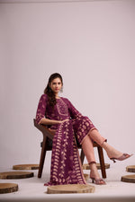Load image into Gallery viewer, Purple rayon kurta set with dupatta
