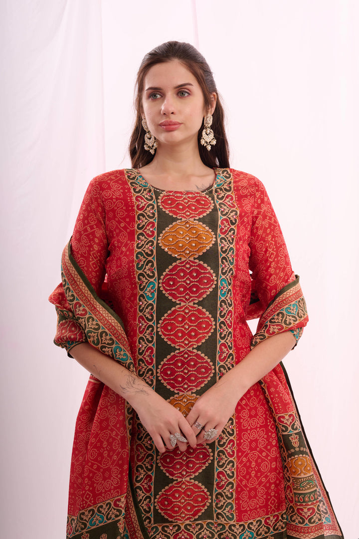 Red pure shimmer kurta set with dupatta