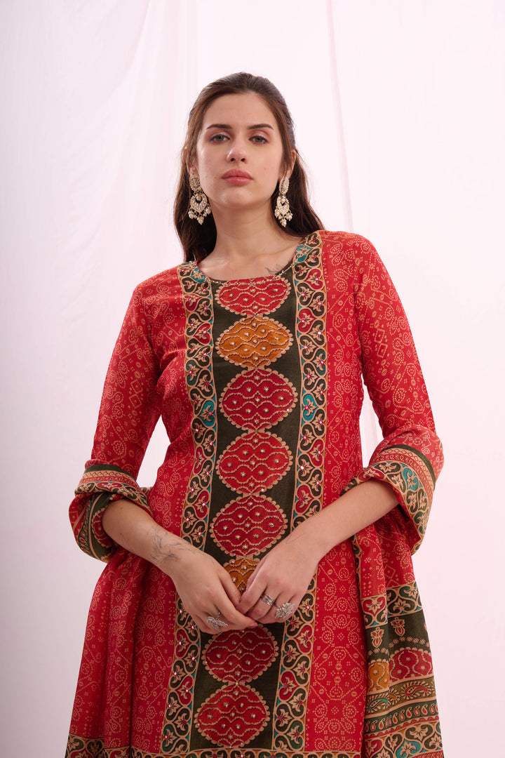 Red pure shimmer kurta set with dupatta