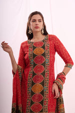 Load image into Gallery viewer, Red pure shimmer kurta set with dupatta
