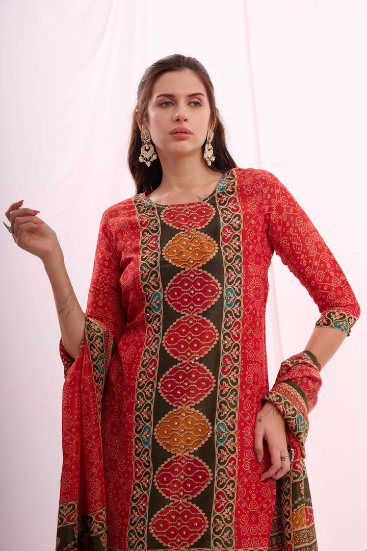 Red pure shimmer kurta set with dupatta