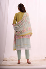 Load image into Gallery viewer, Lambent yellow pure muslin digital printed kurta set with dupatta

