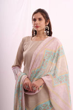 Load image into Gallery viewer, Mustard pure muslin digital printed kurta set with dupatta
