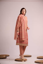 Load image into Gallery viewer, Peach pure muslin kurta set with dupatta
