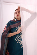 Load image into Gallery viewer, Ocean blue pure muslin digital print kurta set with dupatta
