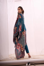 Load image into Gallery viewer, Ocean blue pure muslin digital print kurta set with dupatta
