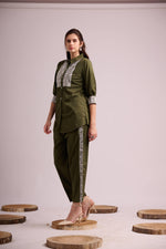 Load image into Gallery viewer, Mehendi twill cotton co-ord set
