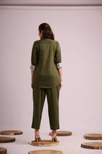 Load image into Gallery viewer, Mehendi twill cotton co-ord set
