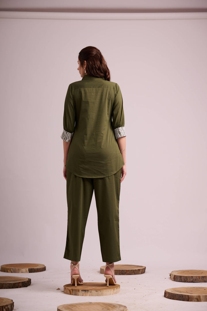 Mehendi twill cotton co-ord set