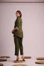Load image into Gallery viewer, Mehendi twill cotton co-ord set
