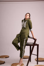 Load image into Gallery viewer, Mehendi twill cotton co-ord set
