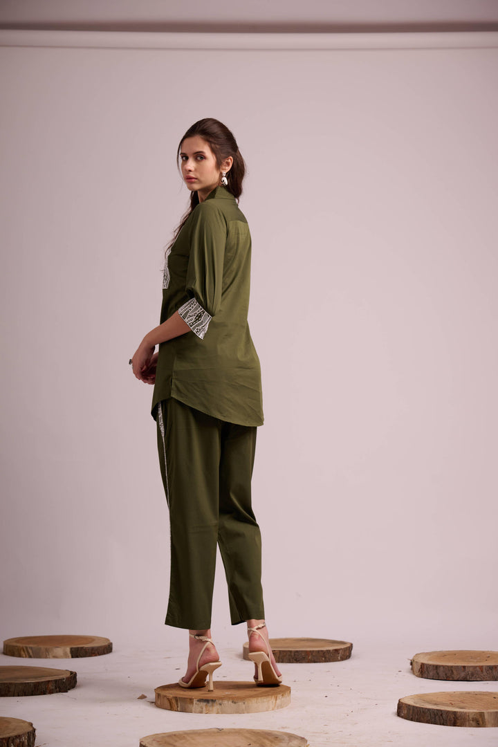Mehendi twill cotton co-ord set